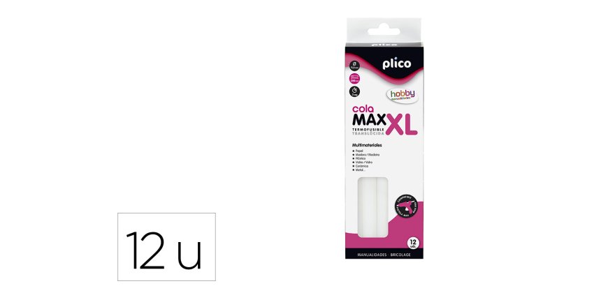 Barra termofusible plico cola max xl baja temperatura 11,5 mm de diametro x 200 mm de alto blister de 12 unidades