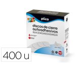 Disco de cierre plico velcro autoadhesivo 20 mm diametro color blanco caja de 400 unidades