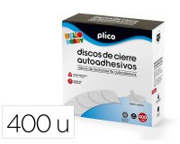 Disco de cierre plico velcro autoadhesivo 20 mm diametro color blanco caja de 400 unidades