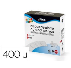 Disco de cierre plico velcro autoadhesivo 20 mm diametro color blanco caja de 400 unidades