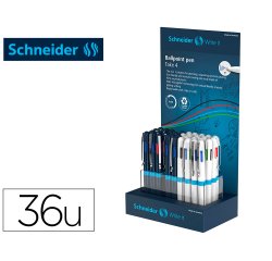 Boligrafo schneider take 4 reciclado 92% cuatro colores expositor de 36 unidades 160x100x305 mm