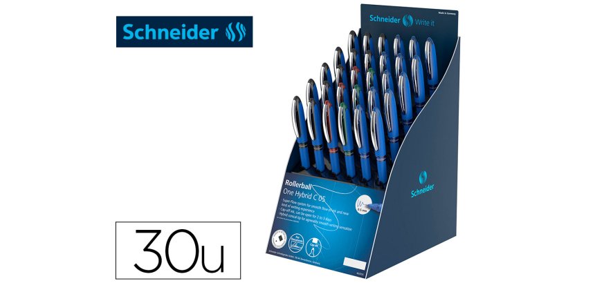 Roller schneider one hybrid punta conica 0,5 mm expositor de 30 unidades colores surtidos 168x315x218 mm