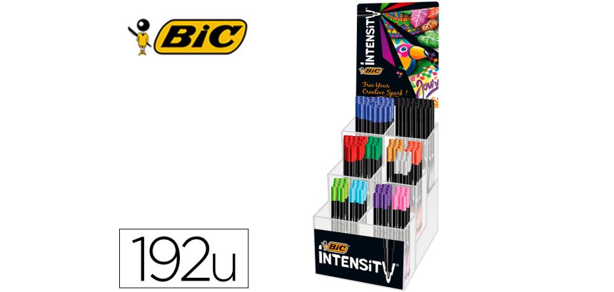 Rotulador bic intensity fine punta de fibra 0,4 mm expositor 192 unidades colores surtidos 160x130x345 mm
