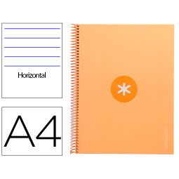 Cuaderno espiral a4 micro antartik tapa forrada80h 90 gr horizontal 1 banda 4 taladros color peach