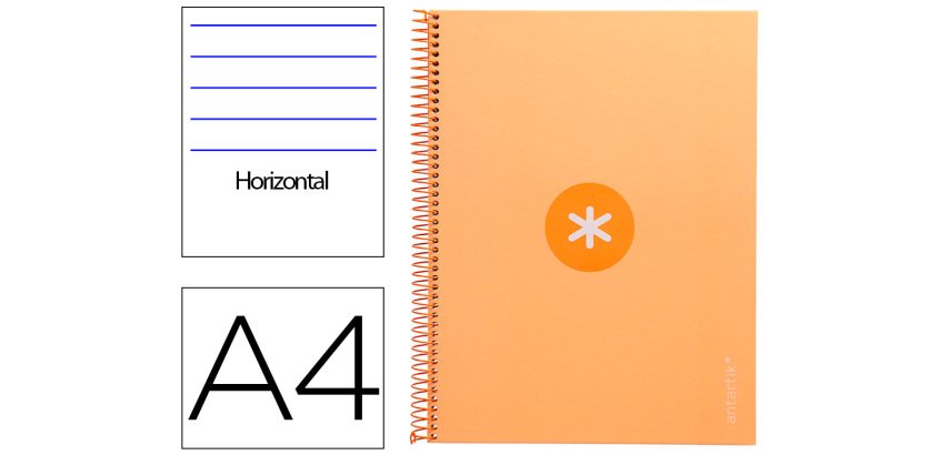 Cuaderno espiral a4 micro antartik tapa forrada80h 90 gr horizontal 1 banda 4 taladros color peach
