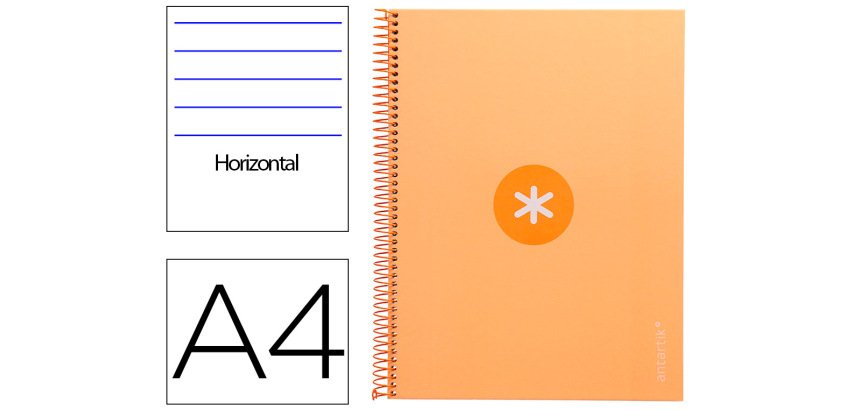Cuaderno espiral a4 micro antartik tapa forrada80h 90 gr horizontal 1 banda 4 taladros color peach