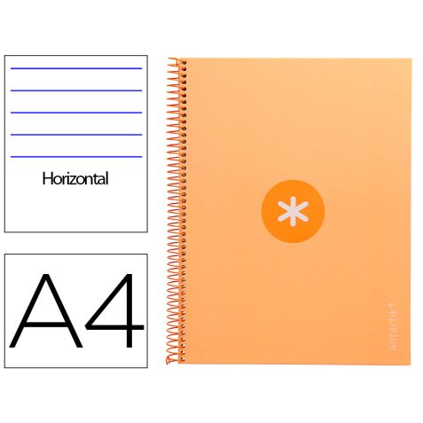 Cuaderno espiral a4 micro antartik tapa forrada80h 90 gr horizontal 1 banda 4 taladros color peach