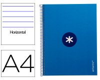 Cuaderno espiral a4 micro antartik tapa forrada80h 90 gr horizontal 1 banda 4 taladros color azul oscuro
