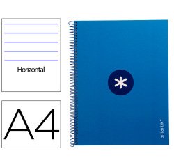 Cuaderno espiral a4 micro antartik tapa forrada80h 90 gr horizontal 1 banda 4 taladros color azul oscuro