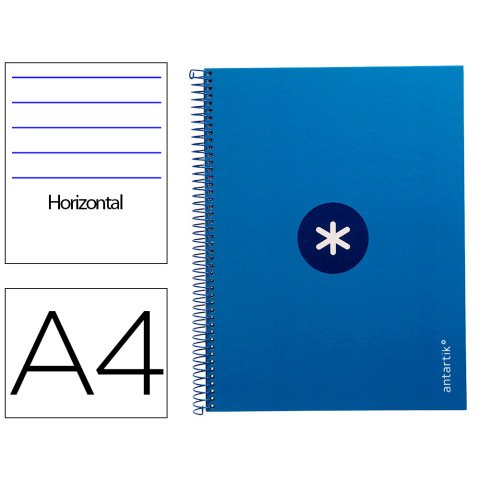 Cuaderno espiral a4 micro antartik tapa forrada80h 90 gr horizontal 1 banda 4 taladros color azul oscuro