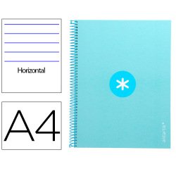 Cuaderno espiral a4 micro antartik tapa forrada80h 90 gr horizontal 1 banda 4 taladros color celeste