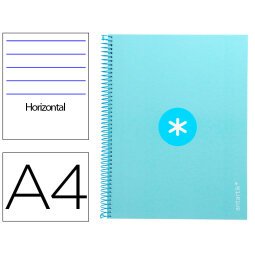 Cuaderno espiral a4 micro antartik tapa forrada80h 90 gr horizontal 1 banda 4 taladros color celeste