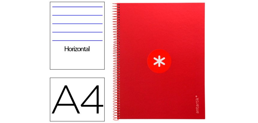 Cuaderno espiral a4 micro antartik tapa forrada80h 90 gr horizontal 1 banda 4 taladros color frambuesa