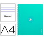 Cuaderno espiral a4 micro antartik tapa forrada80h 90 gr horizontal 1 banda 4 taladros color menta