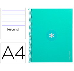 Cuaderno espiral a4 micro antartik tapa forrada80h 90 gr horizontal 1 banda 4 taladros color menta