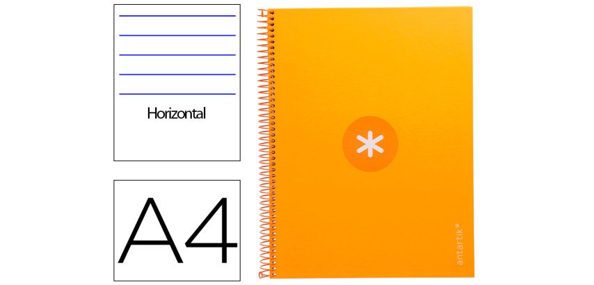 Cuaderno espiral a4 micro antartik tapa forrada80h 90 gr horizontal 1 banda 4 taladros color mostaza