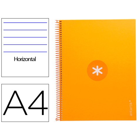 Cuaderno espiral a4 micro antartik tapa forrada80h 90 gr horizontal 1 banda 4 taladros color mostaza