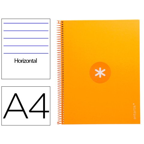Cuaderno espiral a4 micro antartik tapa forrada80h 90 gr horizontal 1 banda 4 taladros color mostaza