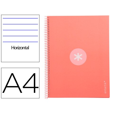 Cuaderno espiral a4 micro antartik tapa forrada80h 90 gr horizontal 1 banda 4 taladros color rosa claro