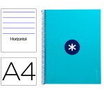 Cuaderno espiral a4 micro antartik tapa forrada80h 90 gr horizontal 1 banda 4 taladros color turquesa