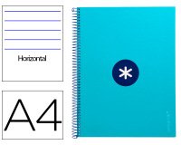 Cuaderno espiral a4 micro antartik tapa forrada80h 90 gr horizontal 1 banda 4 taladros color turquesa