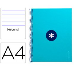 Cuaderno espiral a4 micro antartik tapa forrada80h 90 gr horizontal 1 banda 4 taladros color turquesa
