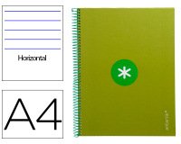 Cuaderno espiral a4 micro antartik tapa forrada80h 90 gr horizontal 1 banda 4 taladros color verde