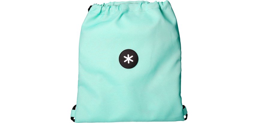 Mochila saco plano antartik bolsillo interior con cremallera color verde menta 350x400 mm