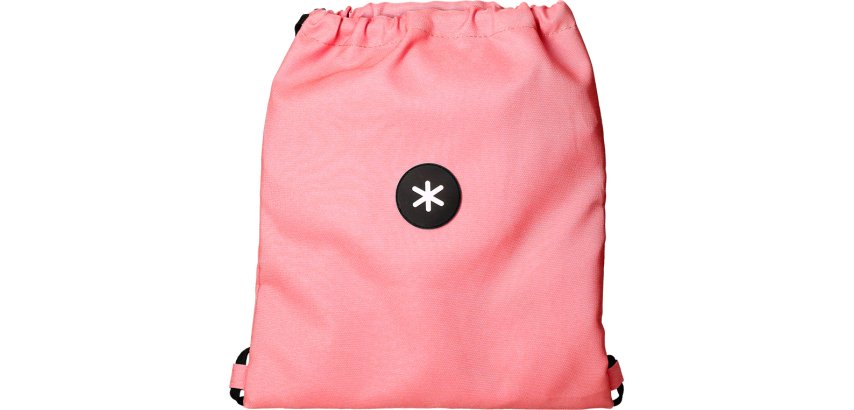 Mochila saco plano antartik bolsillo interior con cremallera color coral 350x400 mm