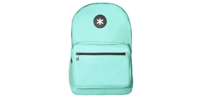 Mochila antartik con asa y bolsillo frontal con cremallera color verde menta 320x140x430 mm