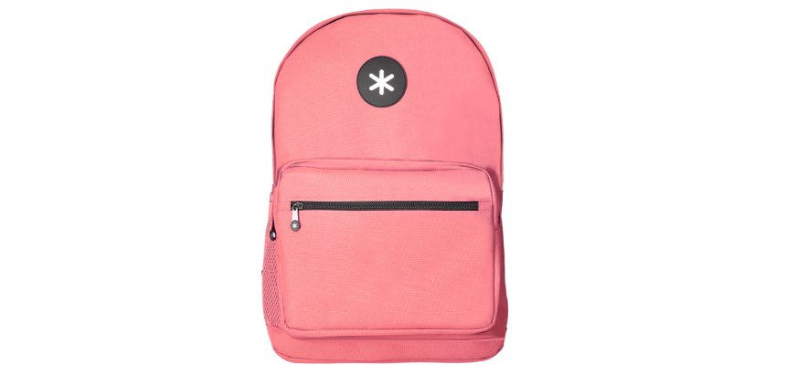 Mochila antartik con asa y bolsillo frontal con cremallera color coral 320x140x430 mm