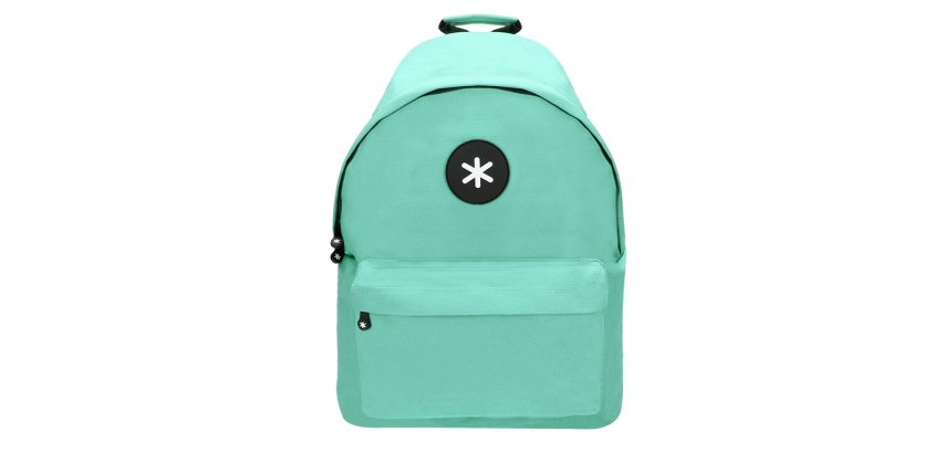 Mochila antartik con asa y bolsillos con cremallera color verde menta 310x160x410 mm