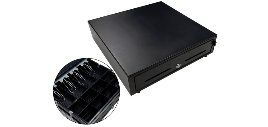 Cajón portamonedas manual negro 41cm