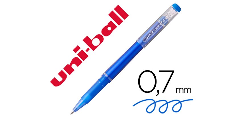 Rotulador uni-ball roller uf-222 tinta gel borrable 0,7 mm azul