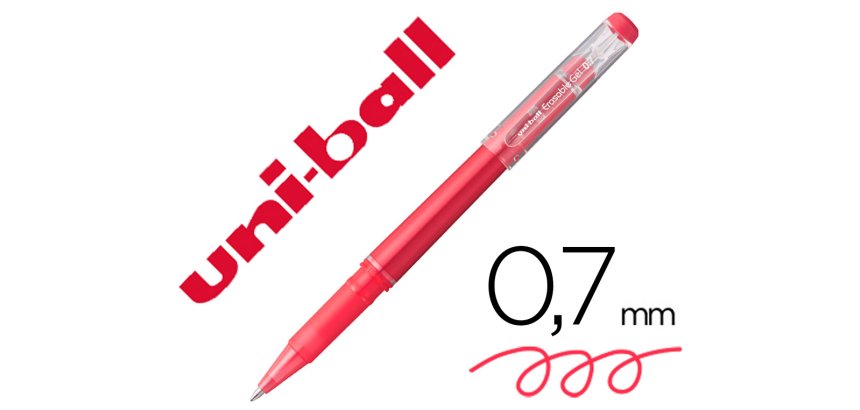 Rotulador uni-ball roller uf-222 tinta gel borrable 0,7 mm rojo