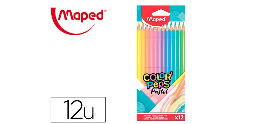 Lapices de colores maped color peps caja de 12 colores pastel surtidos