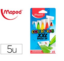 Rotulador maped color peps jumbo punta pincel caja de 5 colores surtidos