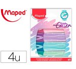 Rotulador maped fluorescente peps pastel con glitter estuche de 4 unidades colores surtidos