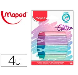 Rotulador maped fluorescente peps pastel con glitter estuche de 4 unidades colores surtidos