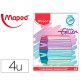 Rotulador maped fluorescente peps pastel con glitter estuche de 4 unidades colores surtidos