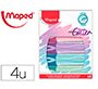 Rotulador maped fluorescente peps pastel con glitter estuche de 4 unidades colores surtidos