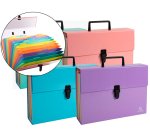 Maletín Exacompta Aquarel con fuelle cartón forrado 18 departamentos colores surtidos