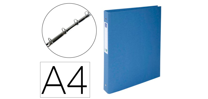 Carpeta de 4 anillas 30 mm redondas exacompta clean safe din a4 carton forrado azul