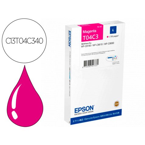 Ink-jet epson t04c3 magenta 1700 paginas