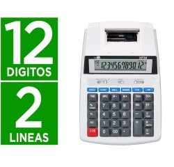 Calculadora liderpapel impresora pantalla papel 57 mm 12 digitos impresion bicolor blanca 235x155x62 mm