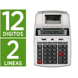 Calculadora liderpapel impresora pantalla papel 57 mm 12 digitos impresion bicolor blanca 235x155x62 mm