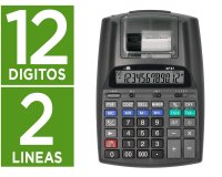Calculadora liderpapel impresora pantalla papel 57 mm 12 digitos impresion bicolor negra 225x158x56 mm