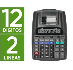 Calculadora liderpapel impresora pantalla papel 57 mm 12 digitos impresion bicolor negra 225x158x56 mm