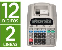 Calculadora liderpapel impresora pantalla papel 57 mm 12 digitos impresion bicolor blanca 225x158x56 mm