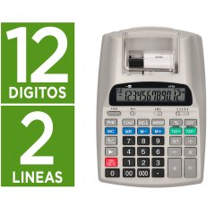 Calculadora liderpapel impresora pantalla papel 57 mm 12 digitos impresion bicolor blanca 225x158x56 mm